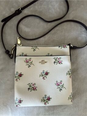 Coach Cream Floral Crossbody with Pink Rose Print